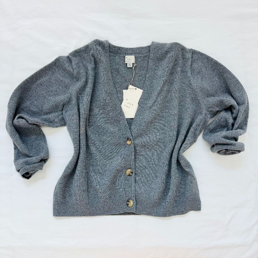 A New Day Target grey gray vneck button cardigan NEW NWT size L large